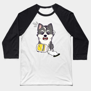 Funny Husky Dog spilled mayonnaise Baseball T-Shirt